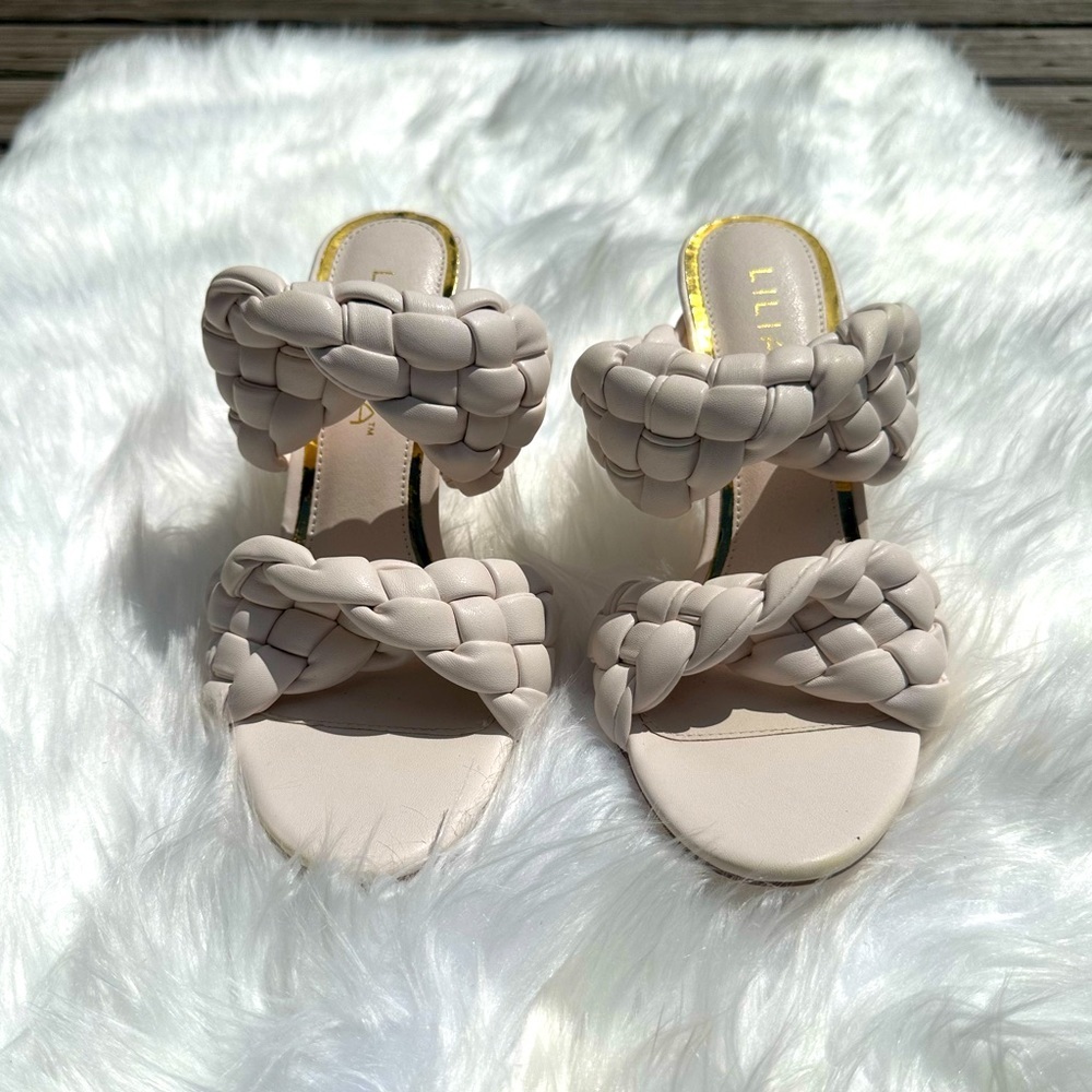 Woven High Heel Mules Size 6.5 New With Tags